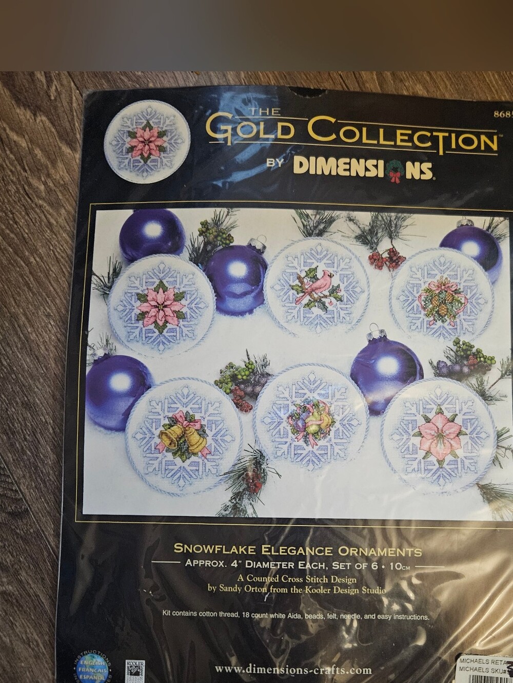 Snowflake Elegance Ornaments Cross Stitch Kit - White & Purple